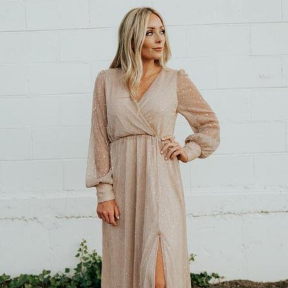 Abigail Champagne Sparkle Gown